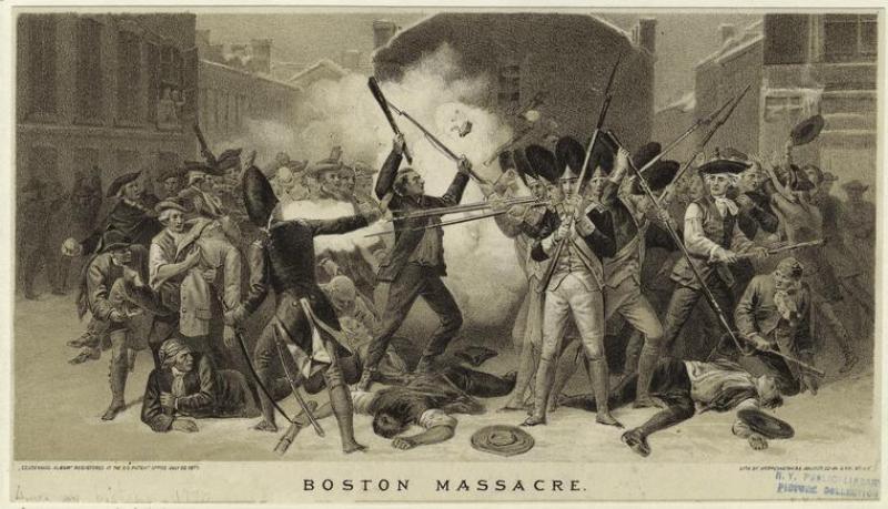Boston Massacre print by Alonzo Chappel, NY Public Library Digital Collection