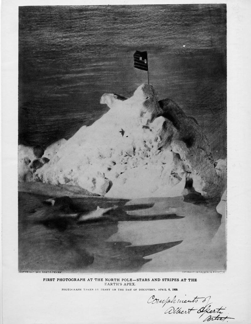 This image is supposedly the first photograph of the North Pole taken on the Peary expedition. 