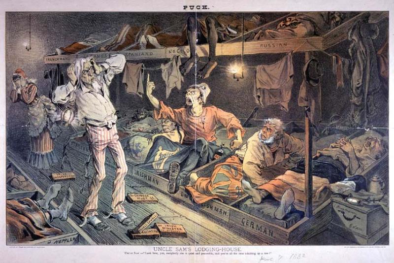 Uncle Sam's Lodging House, June 7, 1882, Puck