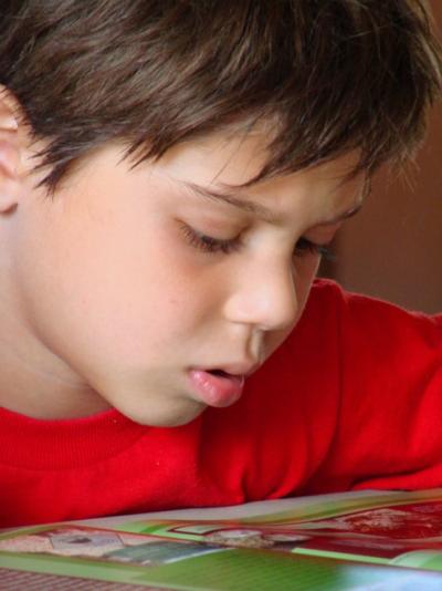 a boy reading
