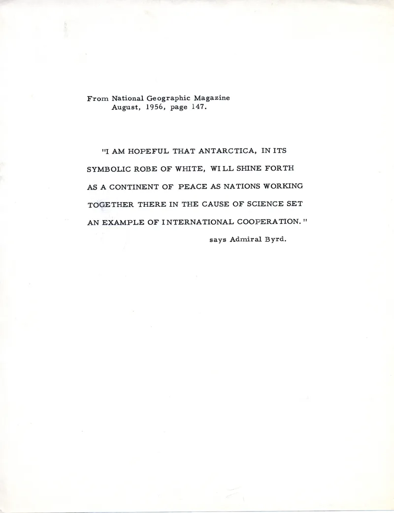Quote by Admiral Byrd in National Geographic Magazine