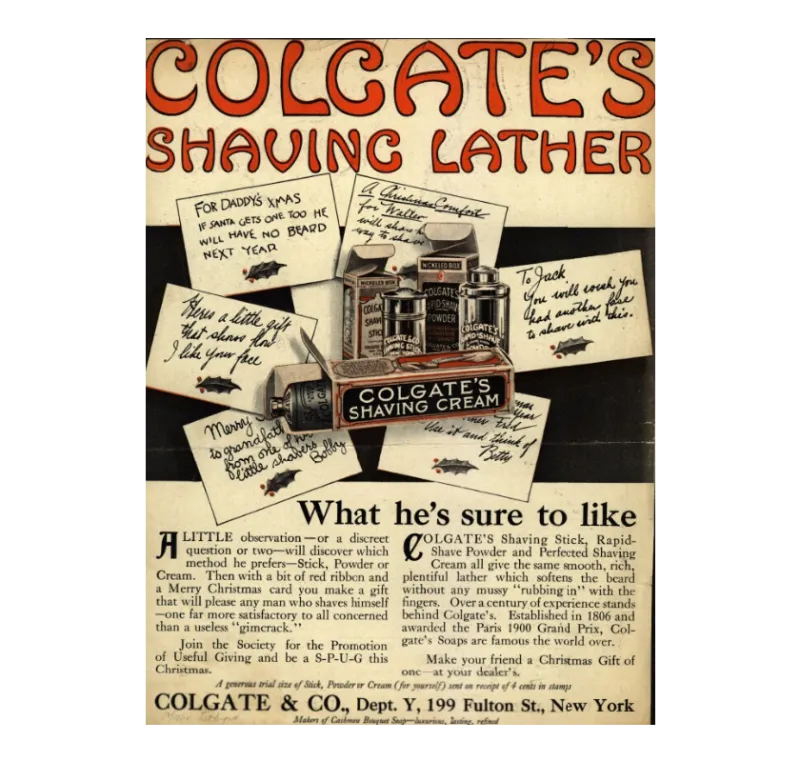 Colgate's Shaving Lather ad, 1914
